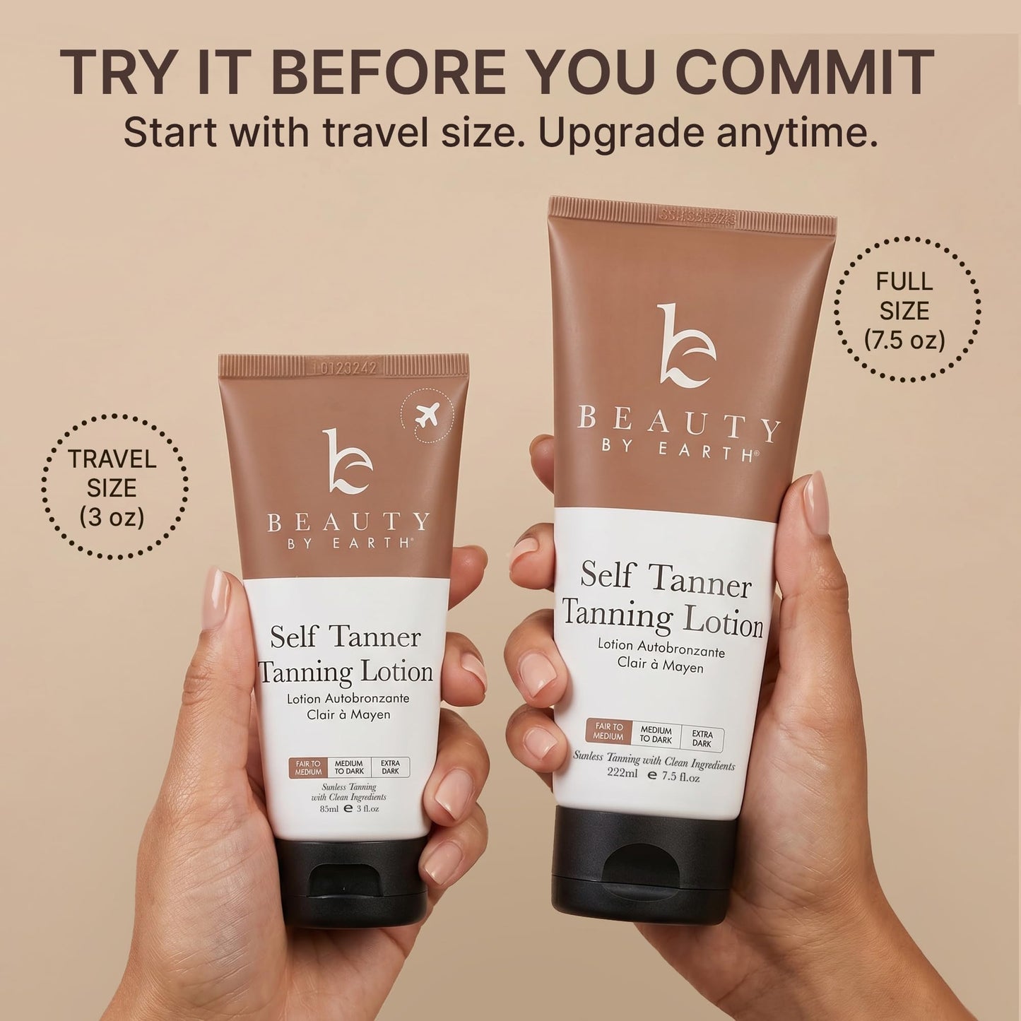 Beauty by Earth Self Tanner - USA Made with Natural & Organic Ingredients