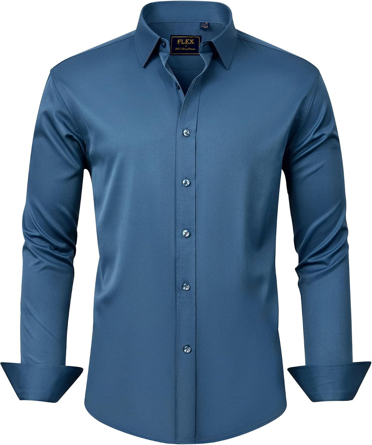 J.VER Men's Dress Shirts Solid Long Sleeve Stretch Wrinkle-Free Formal Shirt Business Casual Button Down Shirts