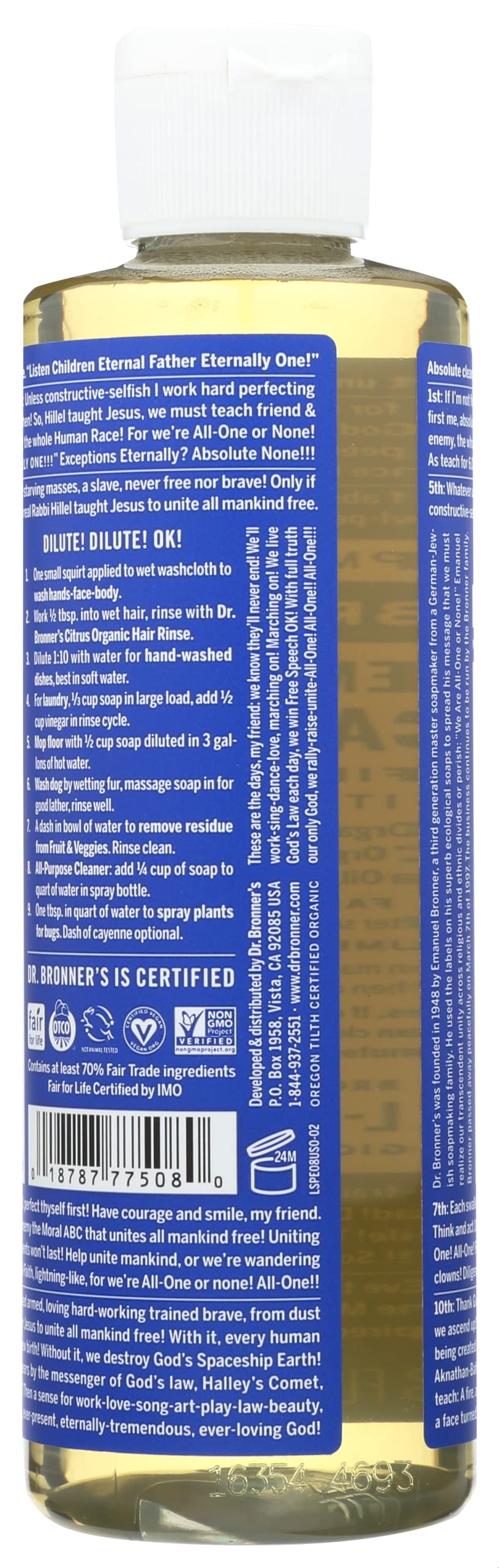 Dr. Bronner's Peppermint Pure-Castile Liquid Soap, Hand Soap, 32 oz