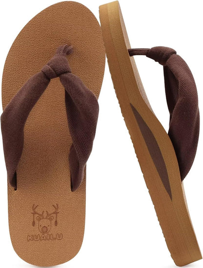 KuaiLu Flip Flops for Women with Arch Support Summer Beach Thong Sandals
