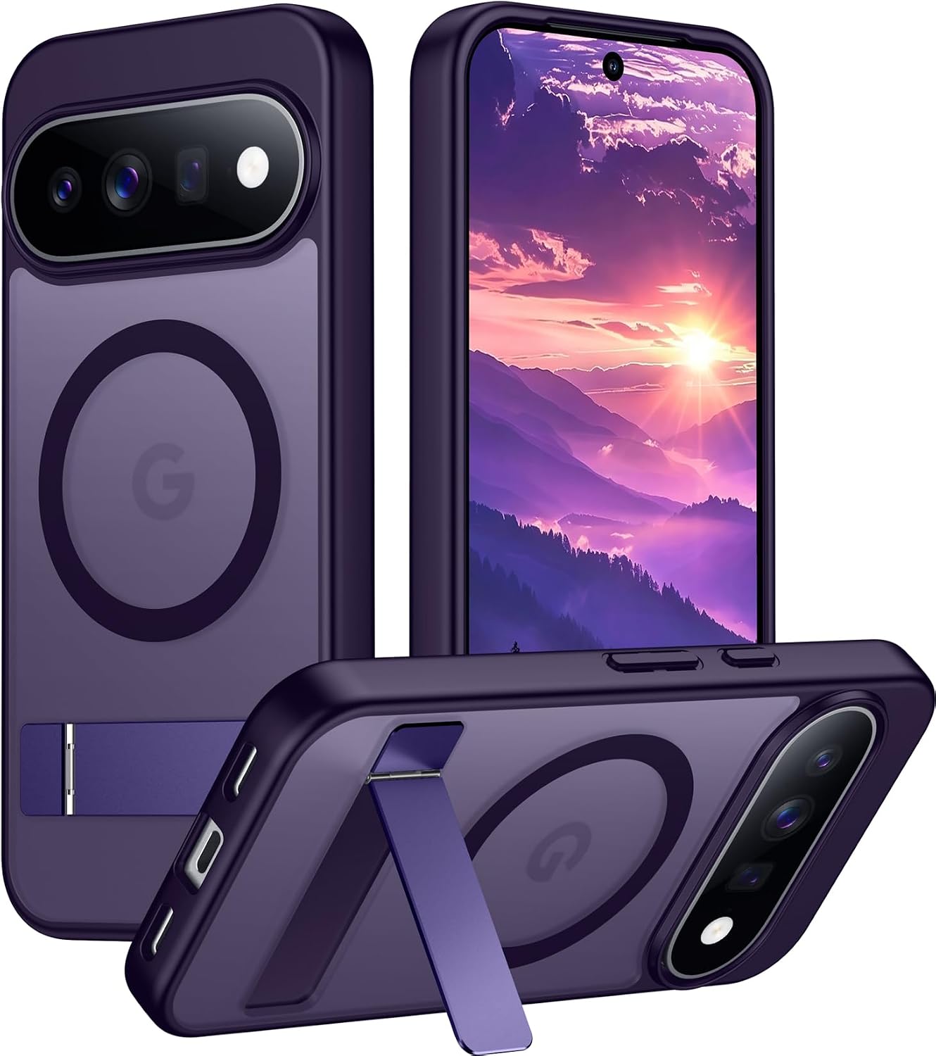 Magnetic Compatible with iPhone 14 Pro Max Case, [Built-in Invisible Kickstand][Compatible with MagSafe] [Military Grade Shockproof] Slim Translucent Matte Phone Case for iPhone 14 Pro Max 6.7"