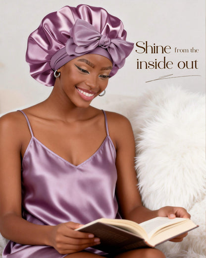 YANIBEST Adjustable Silk Bonnet for Sleeping Women Double Layer Satin Bonnet Reduce Friction Prevent Frizz Curly Hair