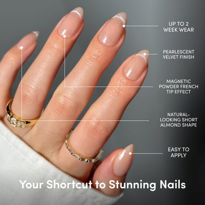Glamnetic Press On Nails - Short Almond, Glossy Fake Nails 24 Pc Full Kit