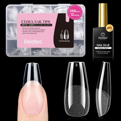 Beetles Soft Gel Nail Tips Short Almond 288pcs in 12 Sizes Etch-X
