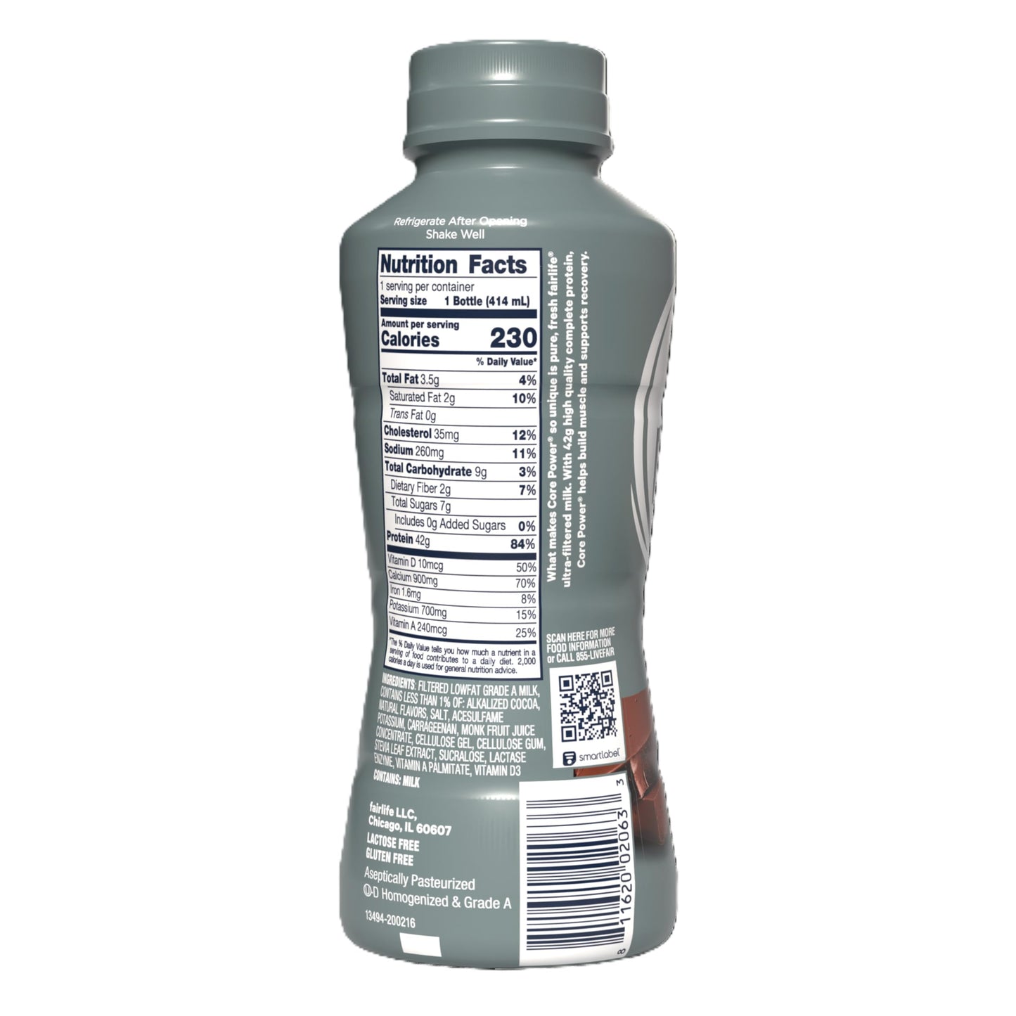 Core Power Elite High Protein Shake, Chocolate, 42g Bottle, 14oz, 12 Pack
