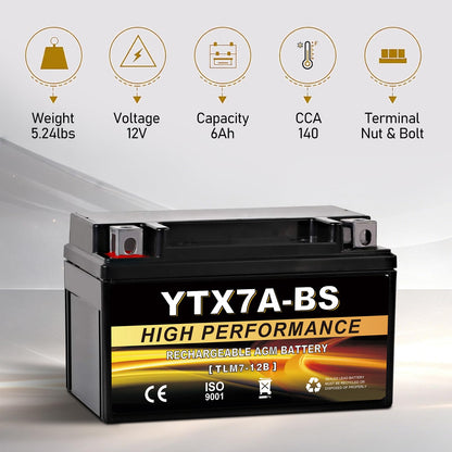 YTX14AH-BS 12V 12Ah Motorcycle Battery, 220CCA Rechargeable Maintenance Free Sealed AGM Battery, Powersport Replacement for ATV, UTV, Scooter