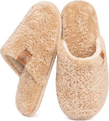 EverFoams Women's Fuzzy Slippers Warm Cozy Memory Foam Indoor House Shoes