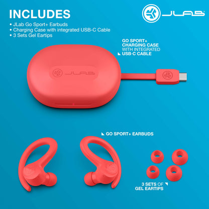 JLab, Go Sport+, True Wireless Workout Earbuds, Bluetooth Sport Earbuds, Clear Calling, Graphite