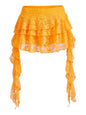 Women's Y2K Mini Skirt Ruffle Lace Mesh Asymmetrical Flowy Short Skort
