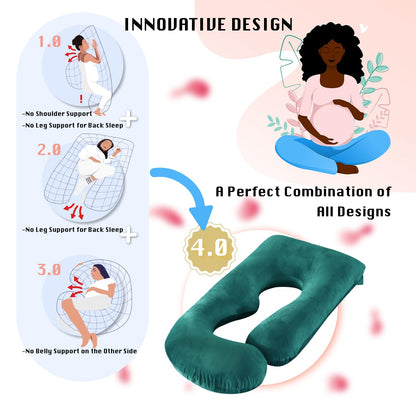 ALLOPERA Pregnancy Pillow, Full Body Maternity Pillow 57 inch, with Removable Washable Cover - Sleep Support for Legs, Back, Neck, Shoulder, HIPS, Belly, Velvet Cover-Grey-Dark Blue