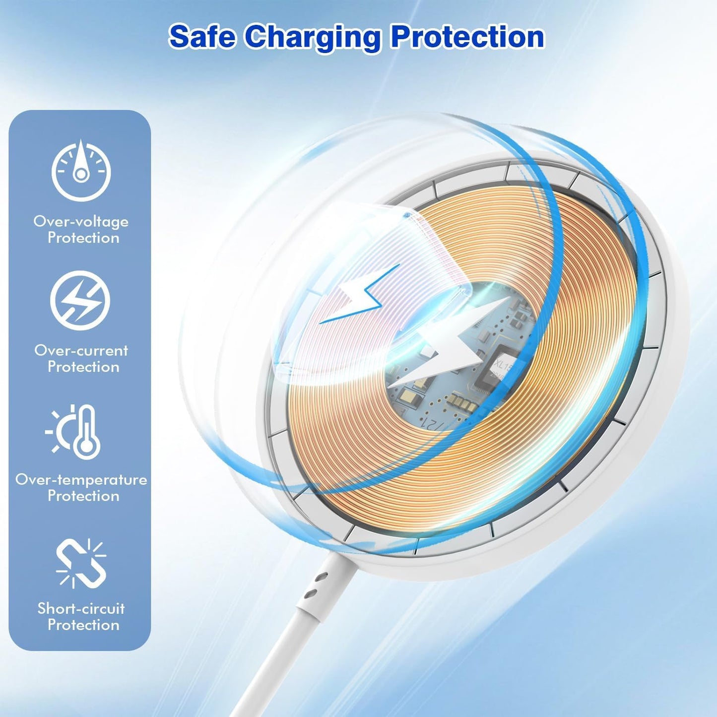 Magnetic Wireless Charger for iPhone,2 Pack Apple Magsafe Charger 10FT Long
