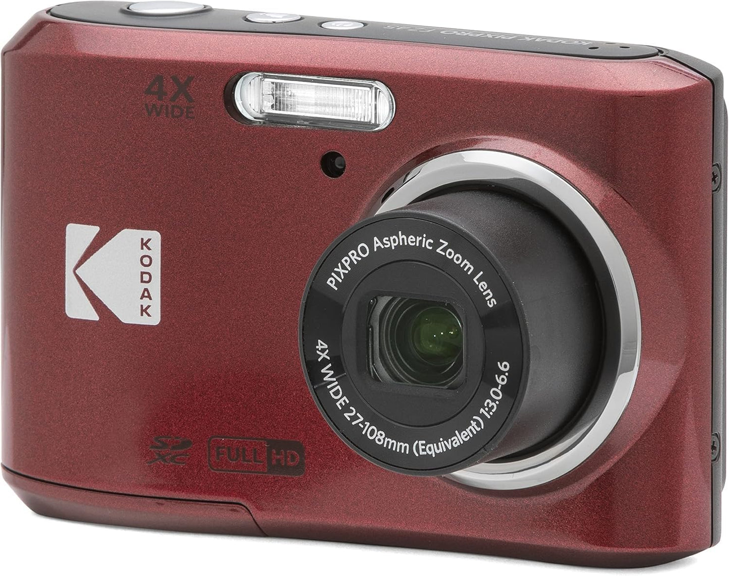 KODAK PIXPRO FZ45 16MP Compact Digital Camera, 4X Optical Zoom, AA, White