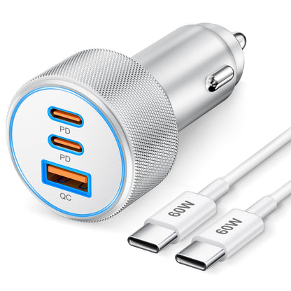 67W 3-Port Super Fast Type C Car Charger USB C for Samsung S26 S25 S24 S23