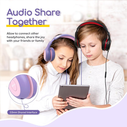 EarFun K1 Kids Headphones Wired with Mic, Volume Limit Headphones for Kids