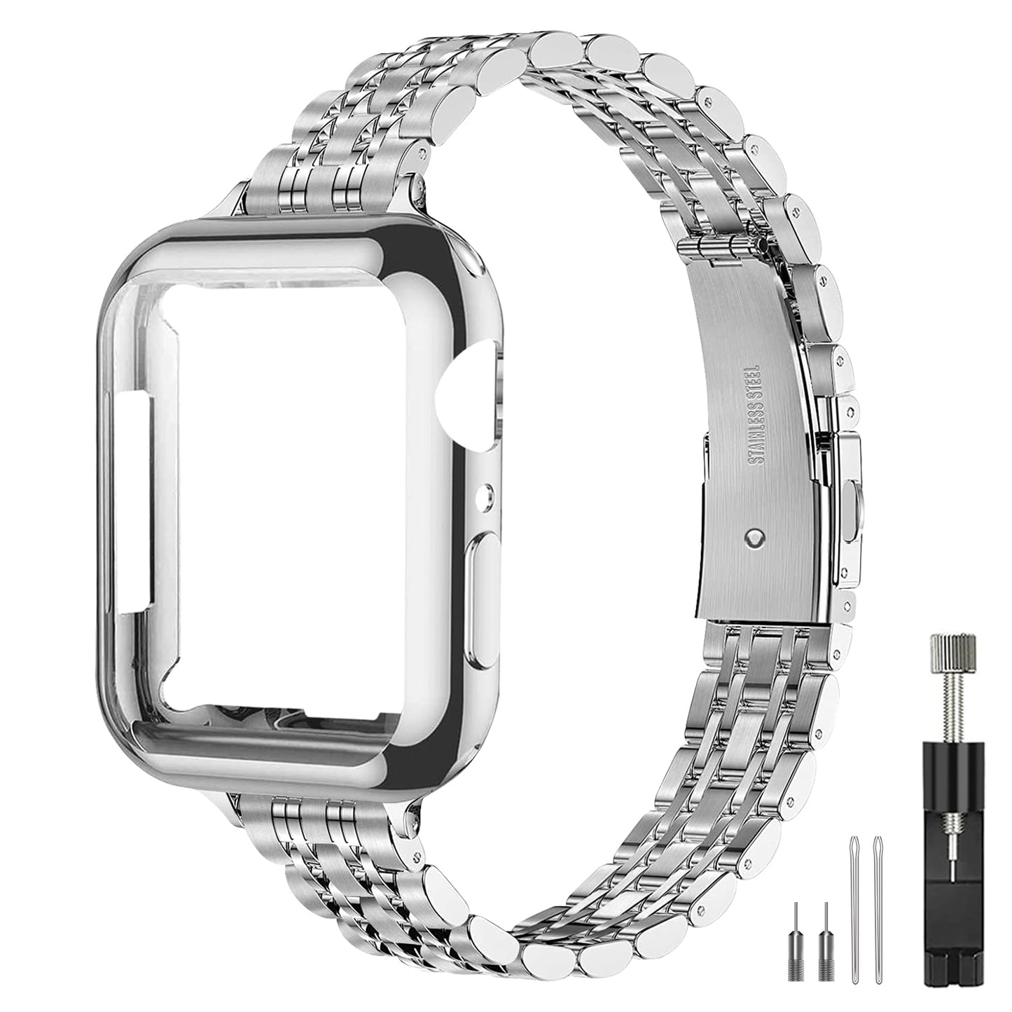 QUNDAXI Slim Watch Band Compatible with Apple Watch 41mm 45mm 42mm 44mm 40mm 38mm Metal Stainless Steel Watchband Suitable for iWatch 11/10/9/8/7/6/5/4/3/2/1/SE Series Women Luxury Strap