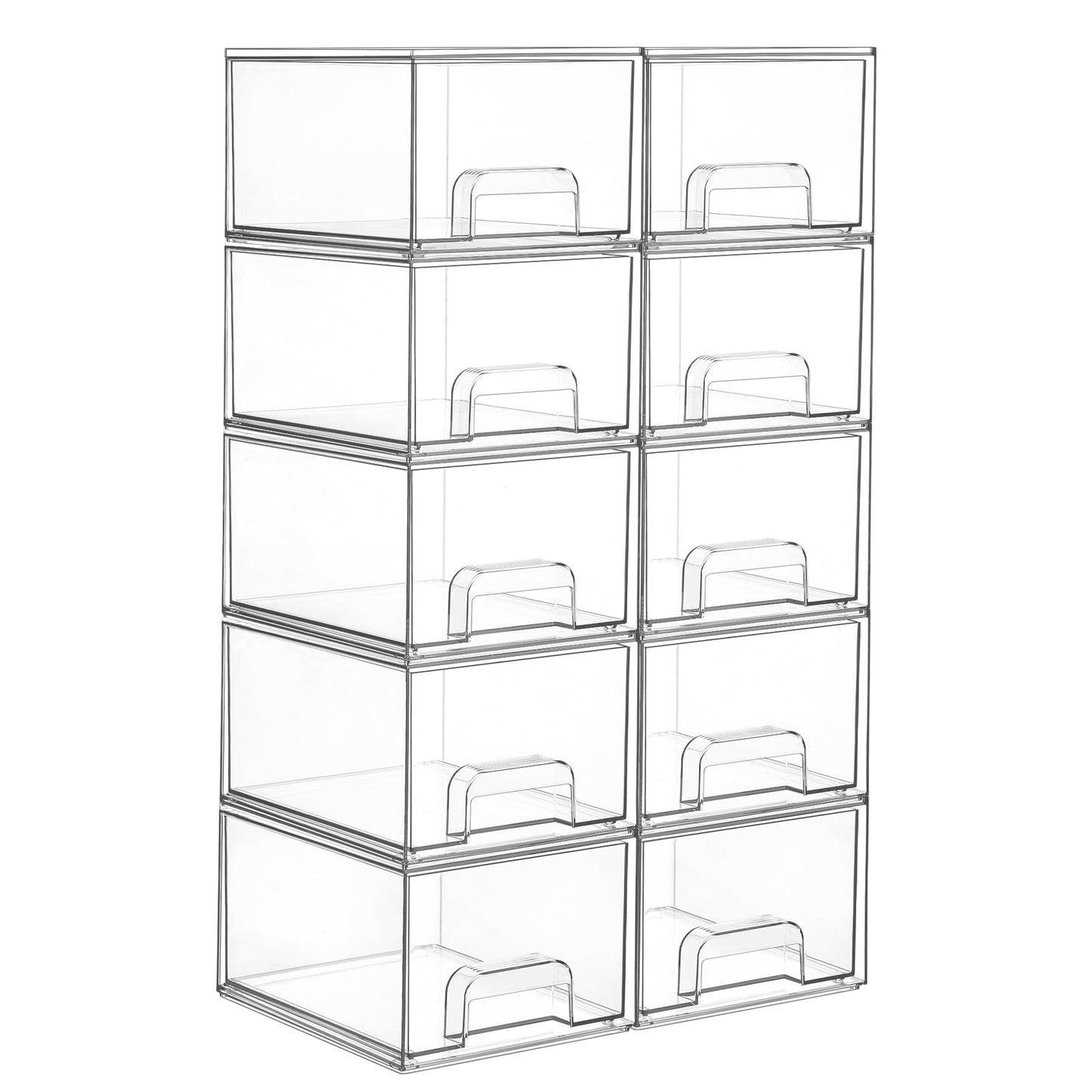Vtopmart 2 Pack Small Clear Stackable Storage Drawers for Desk, Countertop