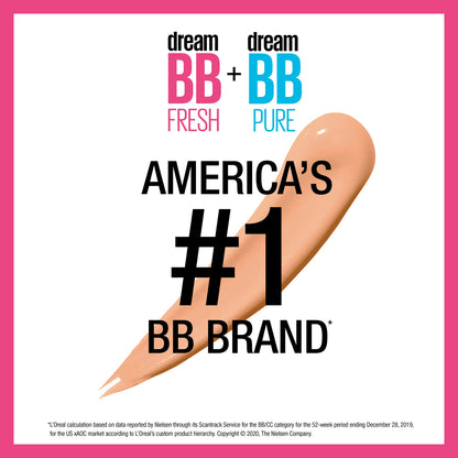 MAYBELLINE Dream Fresh Skin Hydrating BB Cream, 8-in-1 Skin Perfecting Beauty Balm With Broad Spectrum Spf 30, Sheer Tint Coverage, Oil-Free, Deep, 1 Fl Oz