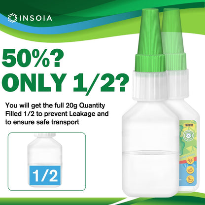 INSOIA Super Medium CA Glue, 20g, Strong Bond, with Precision Tips