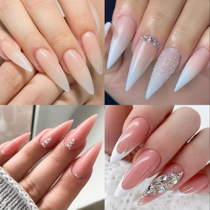 UNA GELLA 504Pcs Medium Pointed Almond Nail Tips, X-Soft Almond Gel Nails