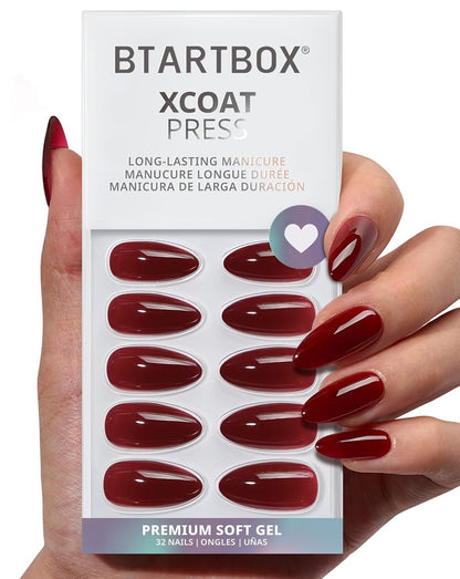 BTArtbox Press On Nails, Vanilla Cream, Short Square, Ombre Peach, 32Ct