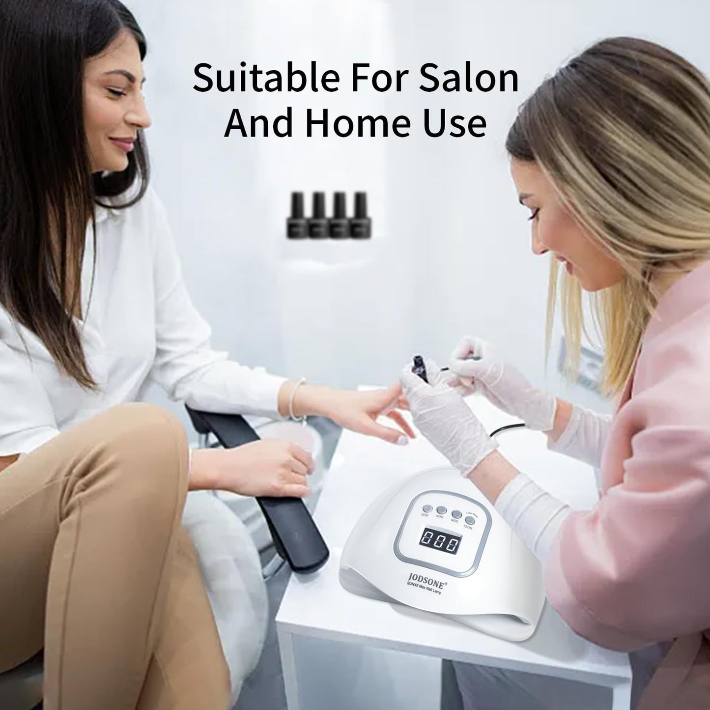 JODSONE U V LED Nail Lamp with Base Coat Top Coat Set, Nail Dryer for Gel Polish for Nails with Automatic Sensor & 4 Timers
