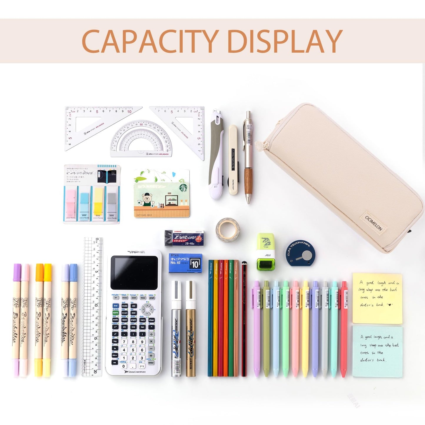 CICIMELON Large Capacity Pencil Case 3 Compartment Pouch Pen Bag for School Teen Girl Boy Men Women (Pink)