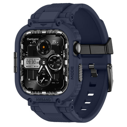amBand Bands Compatible with Apple Watch 9/8/7/6/5/4 & SE 3/2/1 45mm/44mm Case for Men, M1 Sport Series Rugged Case Protective Cover for iWatch SE3/SE2/6/SE/5/4 44/45 mm Men Black
