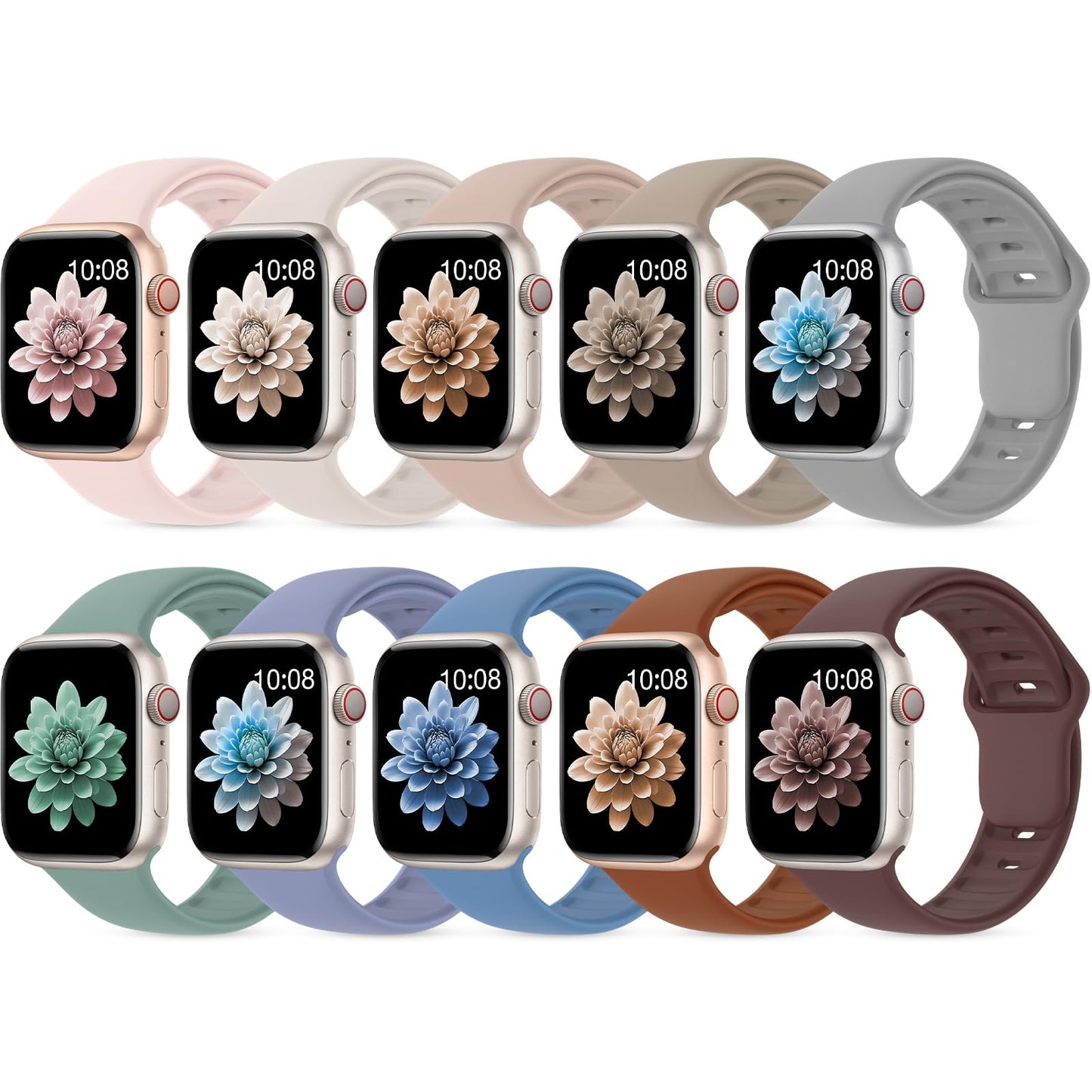 10 Pack Silicone Sport Bands Compatible with Apple Watch Band Women Men