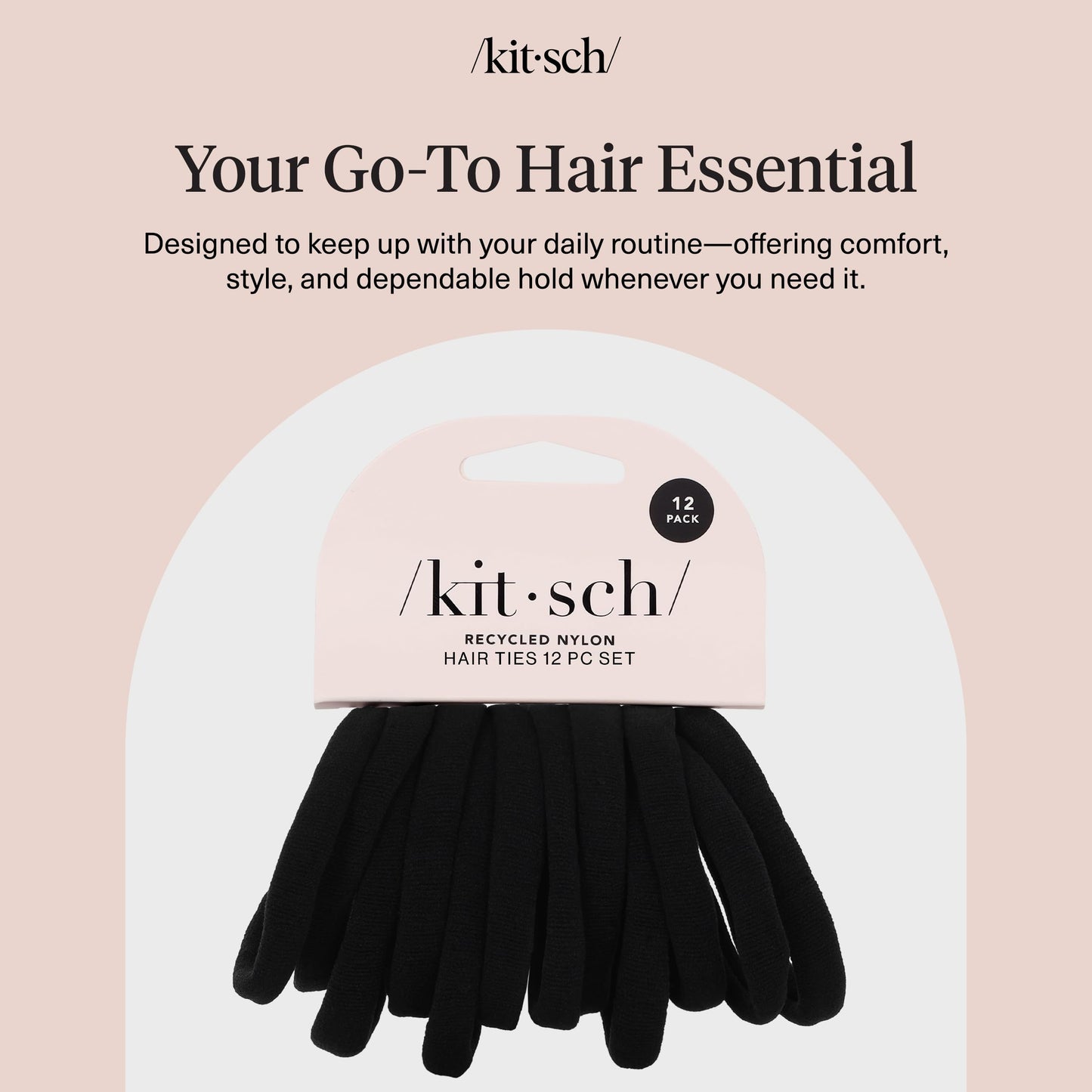 Kitsch Elastic Hair Ties No Damage | Stretchable Hair Bands - Neutral 12pcs