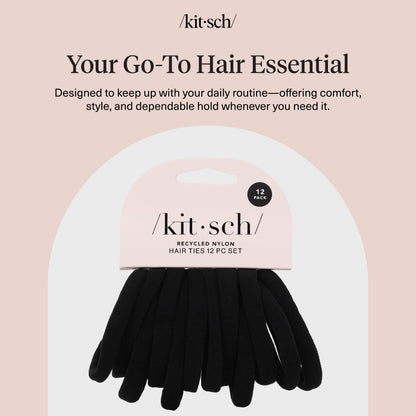 Kitsch Elastic Hair Ties No Damage | Stretchable Hair Bands - Neutral 12pcs