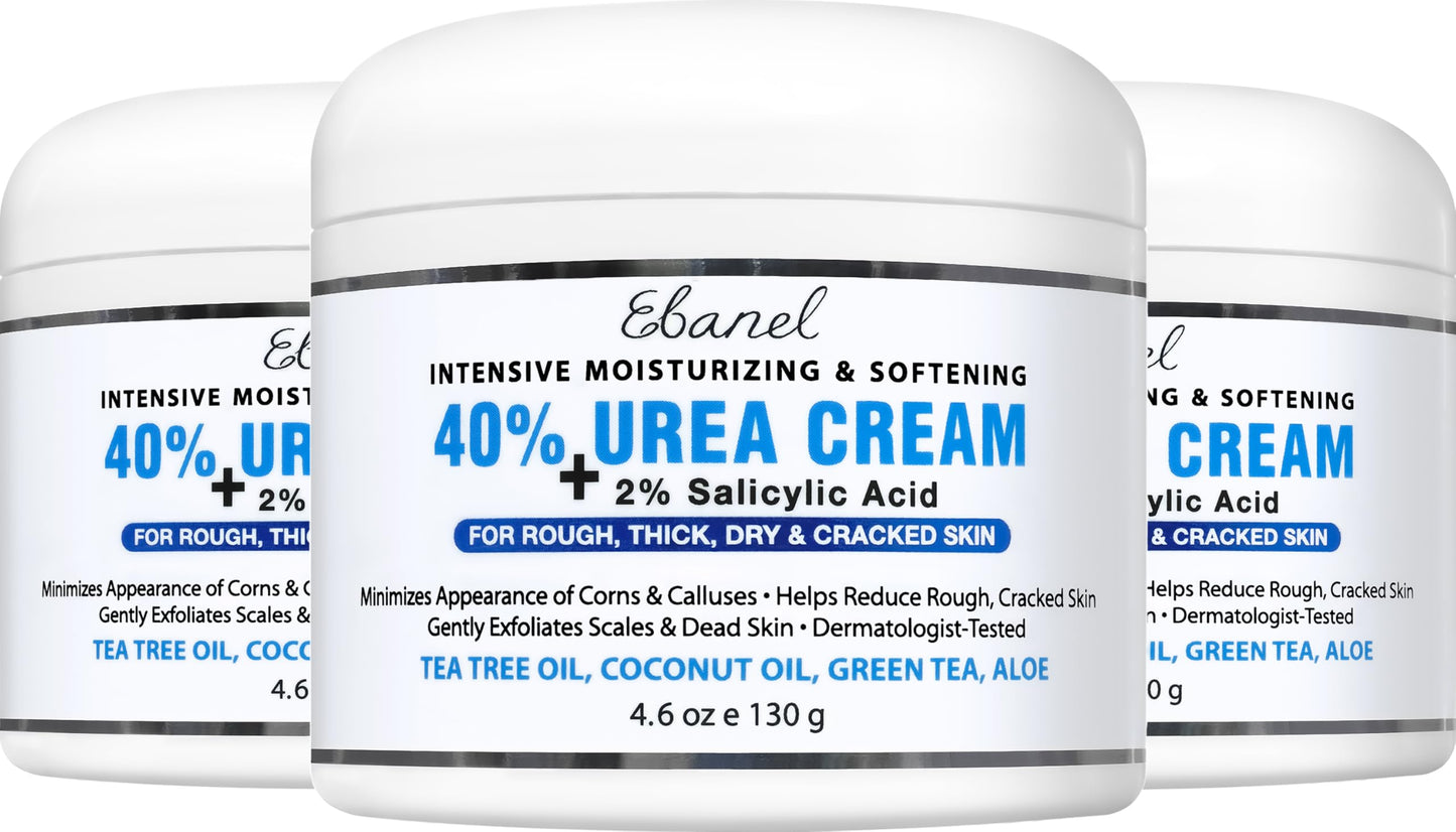 Ebanel Urea Cream 40% plus Salicylic Acid 2% for Dry Cracked Feet Skin, 2PK