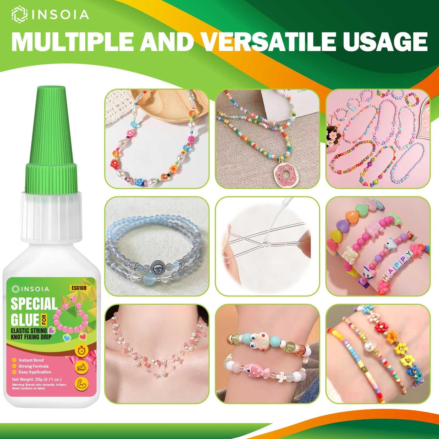 INSOIA Super Medium CA Glue, 20g, Strong Bond, with Precision Tips