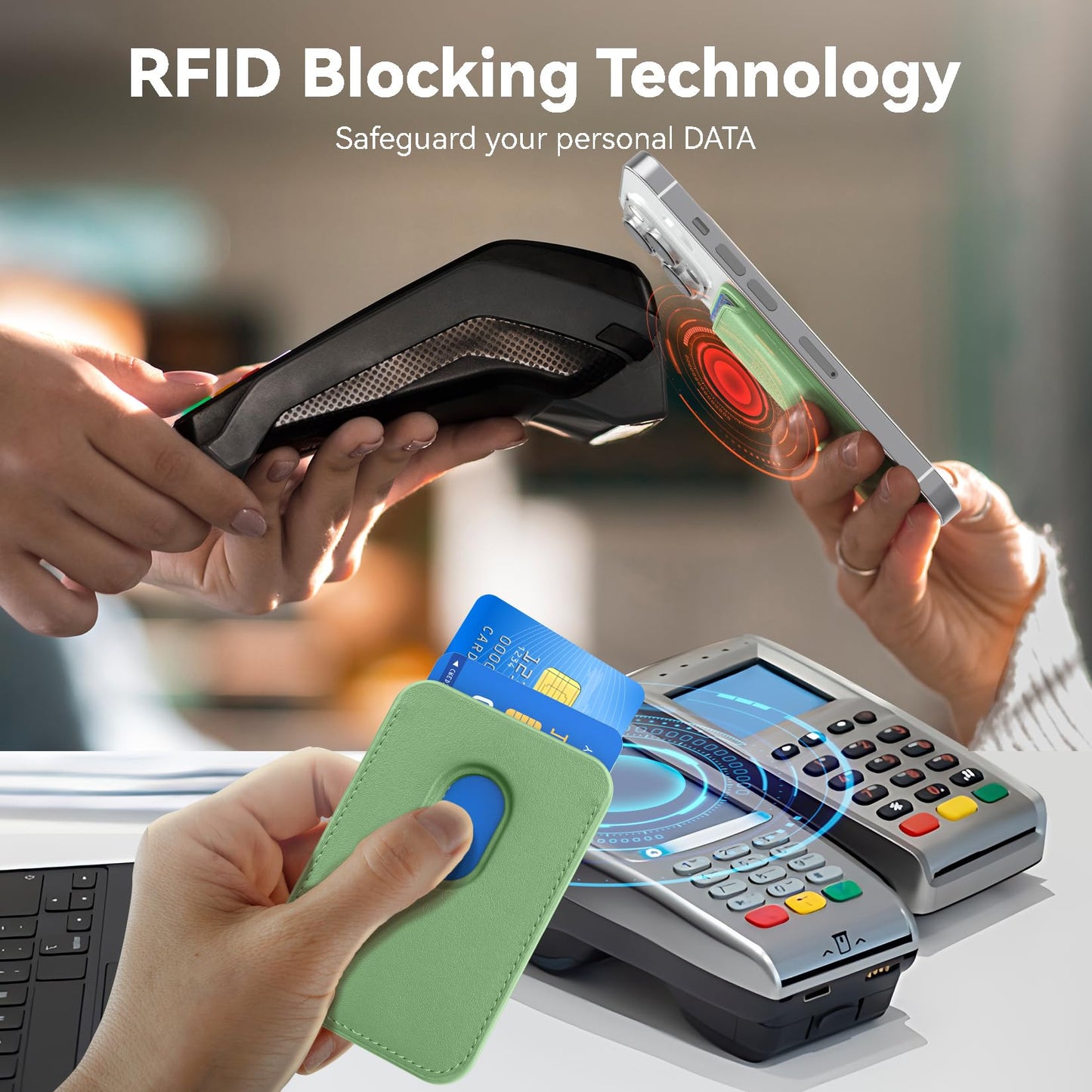 Magnetic Wallet Cell Phone Card Holder for Phone Case with Mag-Safe