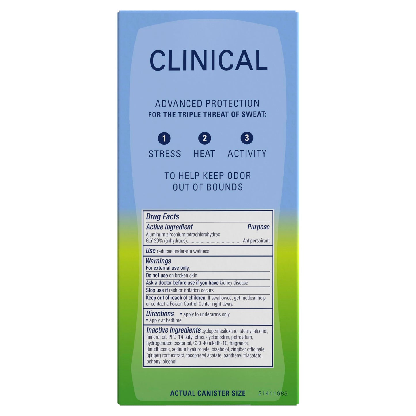 Secret Clinical Strength Invisible Solid Antiperspirant Deodorant for Women, 100HR Sweat & Odor Protection, 3X Stress Protection with Hyaluronic Acid, PH Balanced, Completely Clean Scent, 2.6 oz