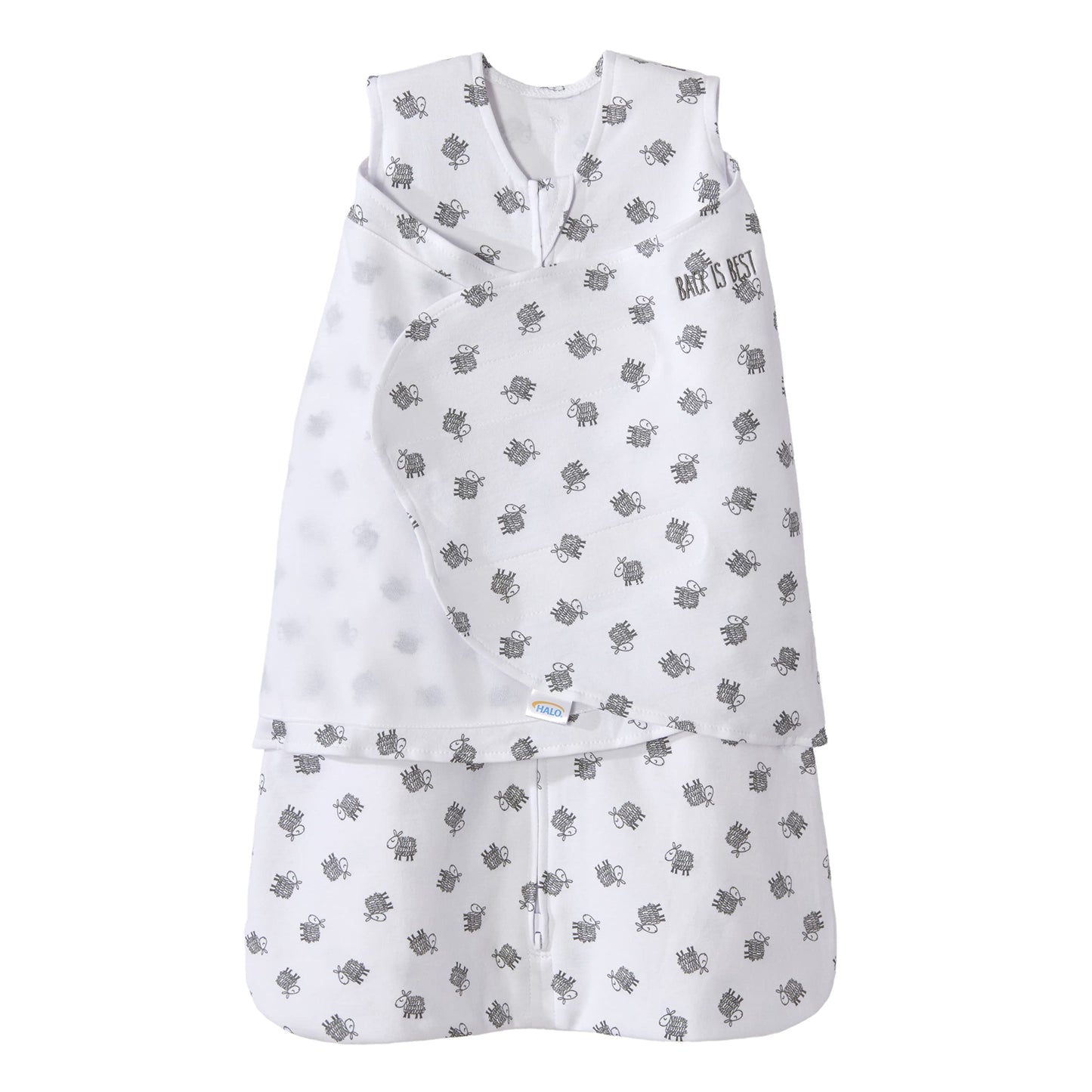 HALO 100% Cotton Sleepsack Swaddle, 3-Way Adjustable Wearable Blanket, TOG 1.5, Baby Blue, Newborn, 0-3 Months