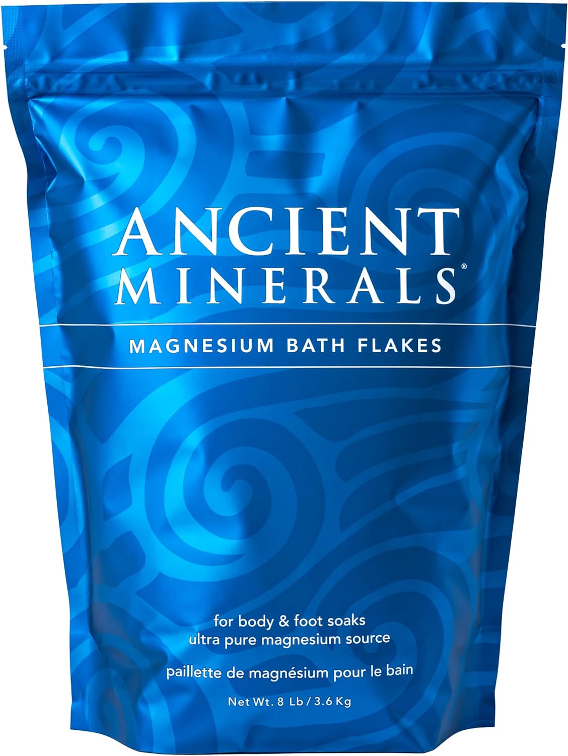Ancient Minerals Magnesium Bath Flakes – Pure Zechstein Magnesium Chloride for Soaking and Whole-Body Replenishment, 8 lb Bag (Pack of 3)