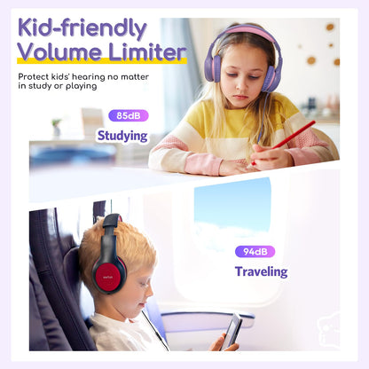 EarFun K1 Kids Headphones Wired with Mic, Volume Limit Headphones for Kids