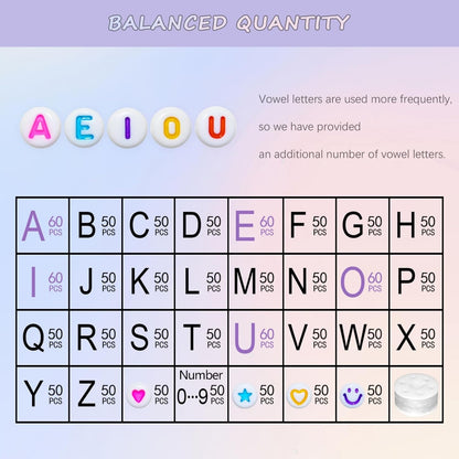 Looconi 810pcs Gold Letter Beads Square 6x6mm White Cube Acrylic Alphabet A-Z with Heart Pattern and Crystal Line for Jewelry Making