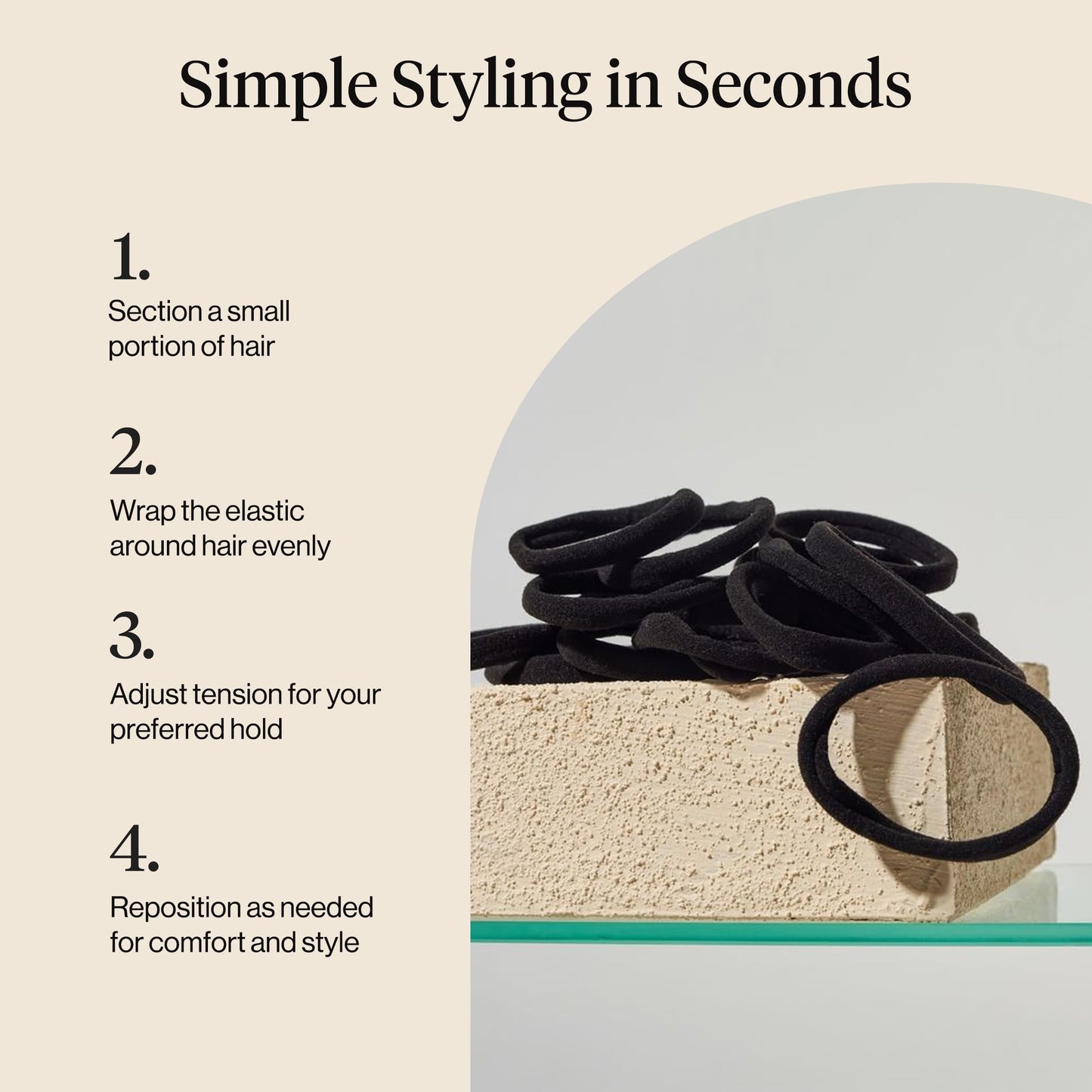Kitsch Elastic Hair Ties No Damage | Stretchable Hair Bands - Neutral 12pcs