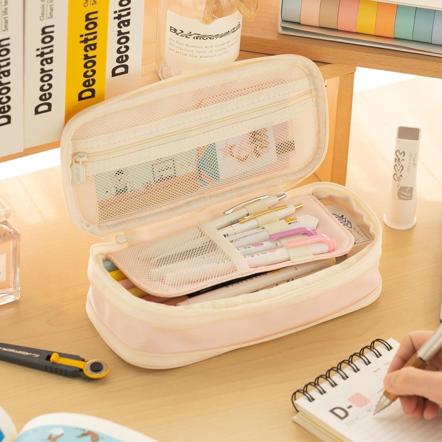 EASTHILL Big Capacity Pencil Case Large Pencil Pouch Stationery Pen Bag for Teen Girls-Green