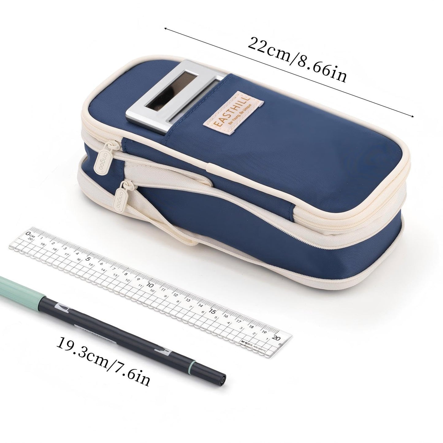 EASTHILL Big Capacity Pencil Case Large Pencil Pouch Stationery Pen Bag for Teen Girls-Green