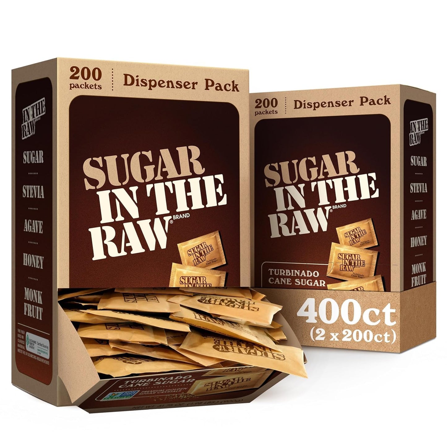 In The Raw Granulated Turbinado Cane Sugar, 2 lb Box, Pure, All-Natural Turbinado Sugar, Non-GMO Project Verified, Kosher, Vegan and Gluten Free (Pack of 12)
