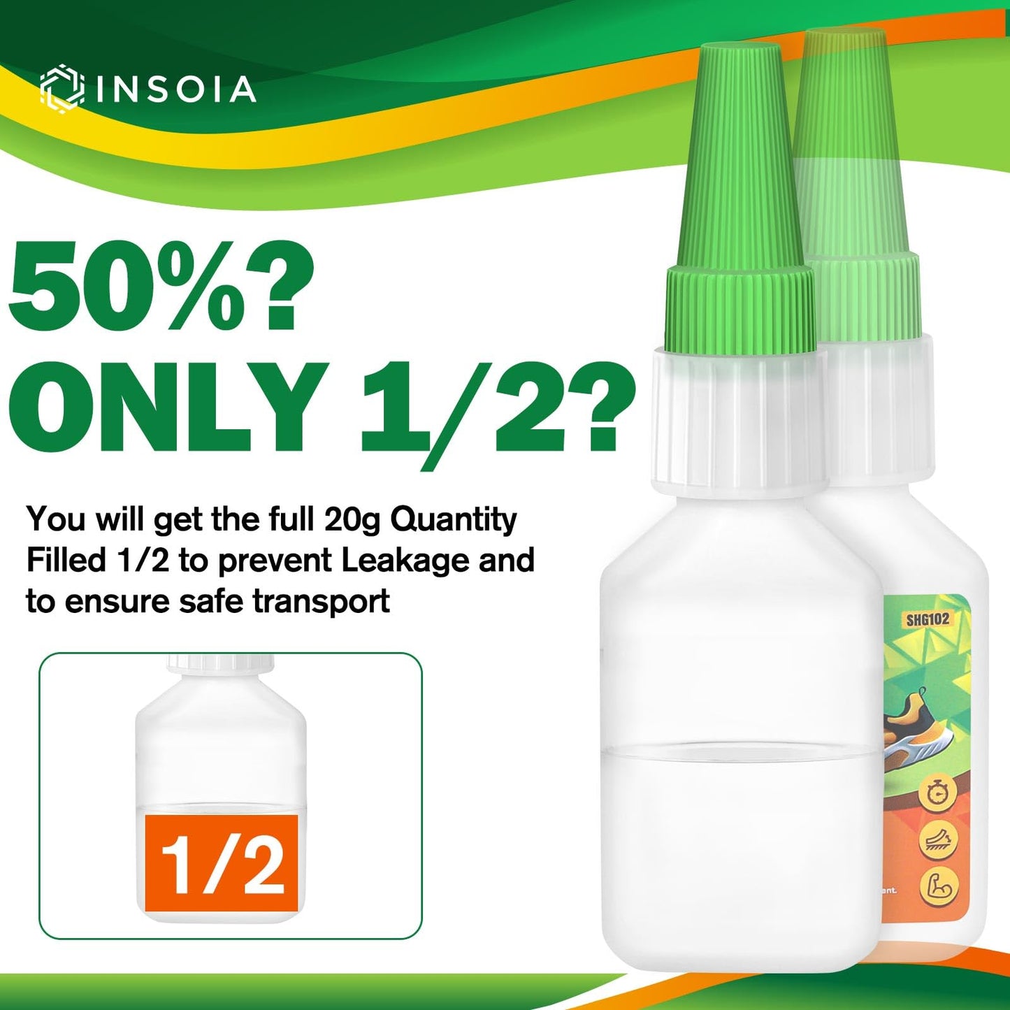 INSOIA Super Medium CA Glue, 20g, Strong Bond, with Precision Tips