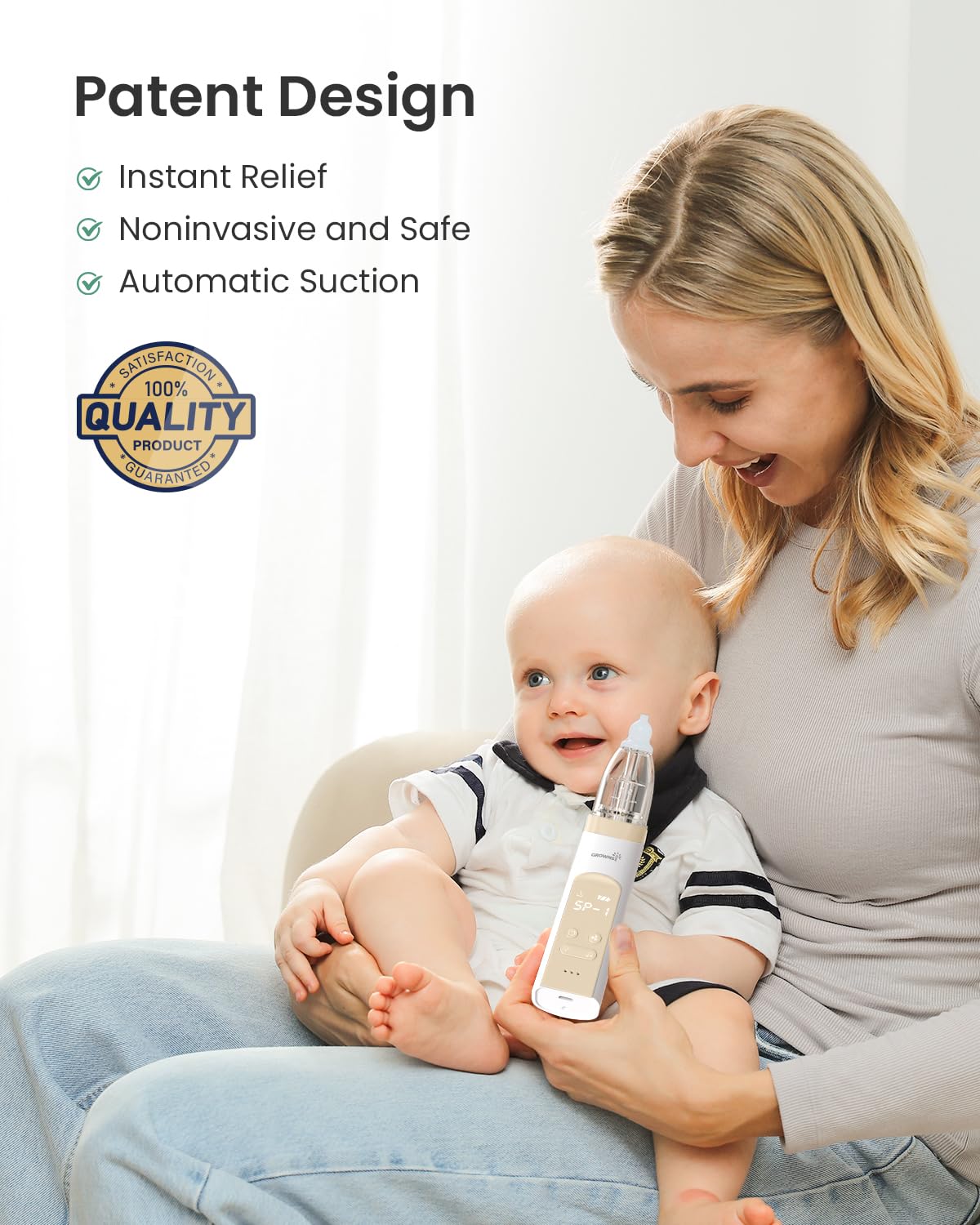 GROWNSY Nasal Aspirator for Baby, Electric Nose Sucker, Powerful Suction
