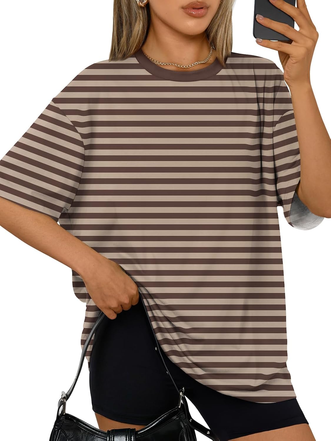 Trendy Queen Womens Oversized T-Shirts Short Sleeve Crew Neck Summer Tops