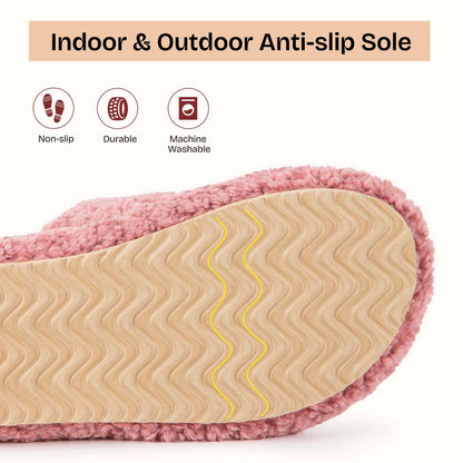 EverFoams Womens Fuzzy Open-toe Slippers Memory Foam Indoor House Shoes