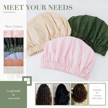 Edoneery Shower Caps for Women Reusable Waterproof, Shower Hair Cap