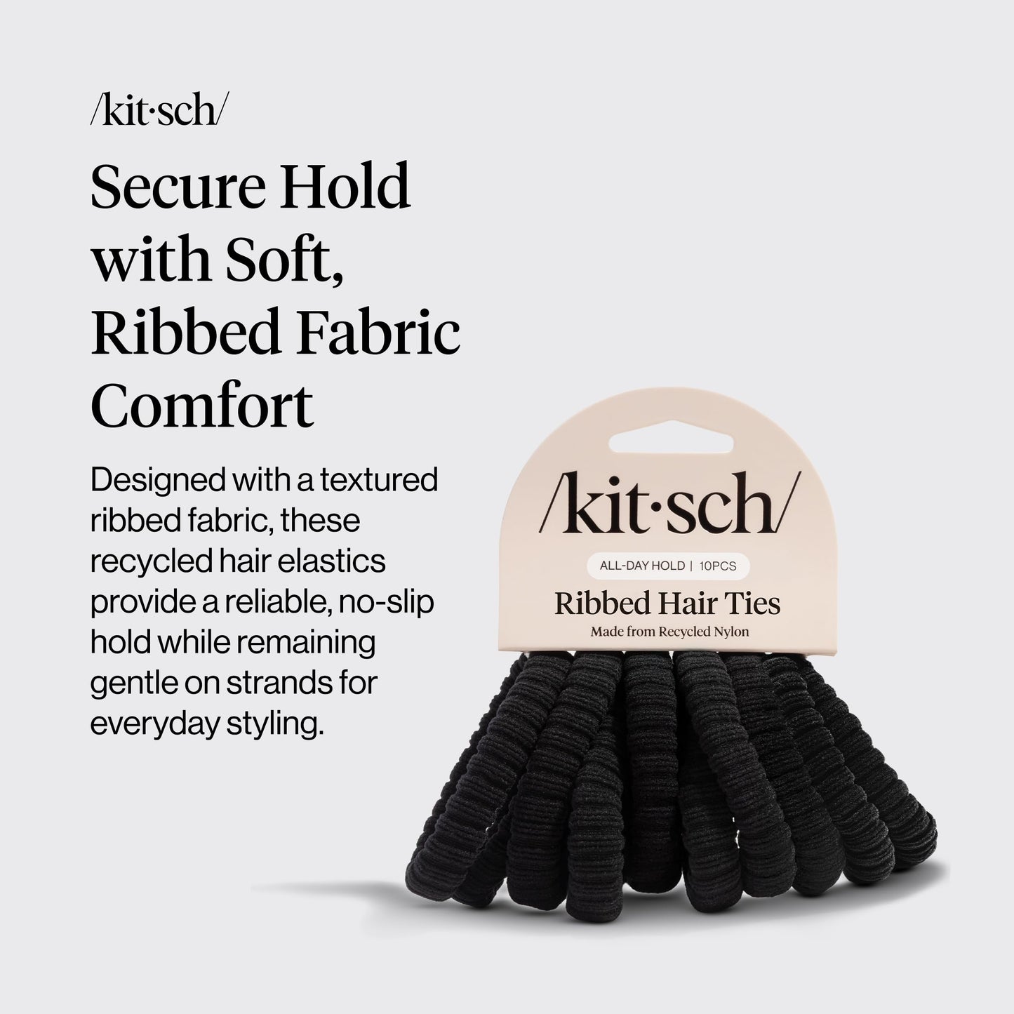Kitsch Elastic Hair Ties No Damage | Stretchable Hair Bands - Neutral 12pcs