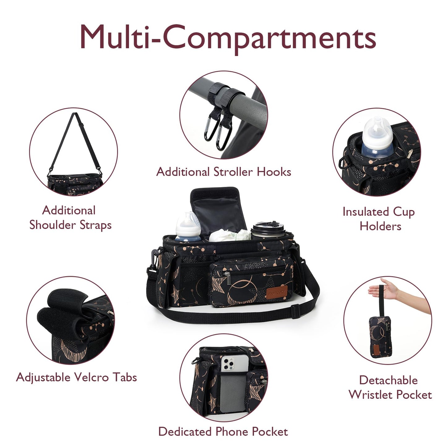 Momcozy Universal Stroller Organizer with Insulated Cup Holder