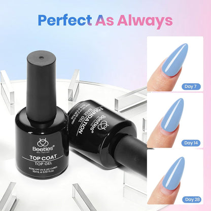 Beetles 2 Pcs 15ml No Wipe Gel Top Coat and Base Coat Set